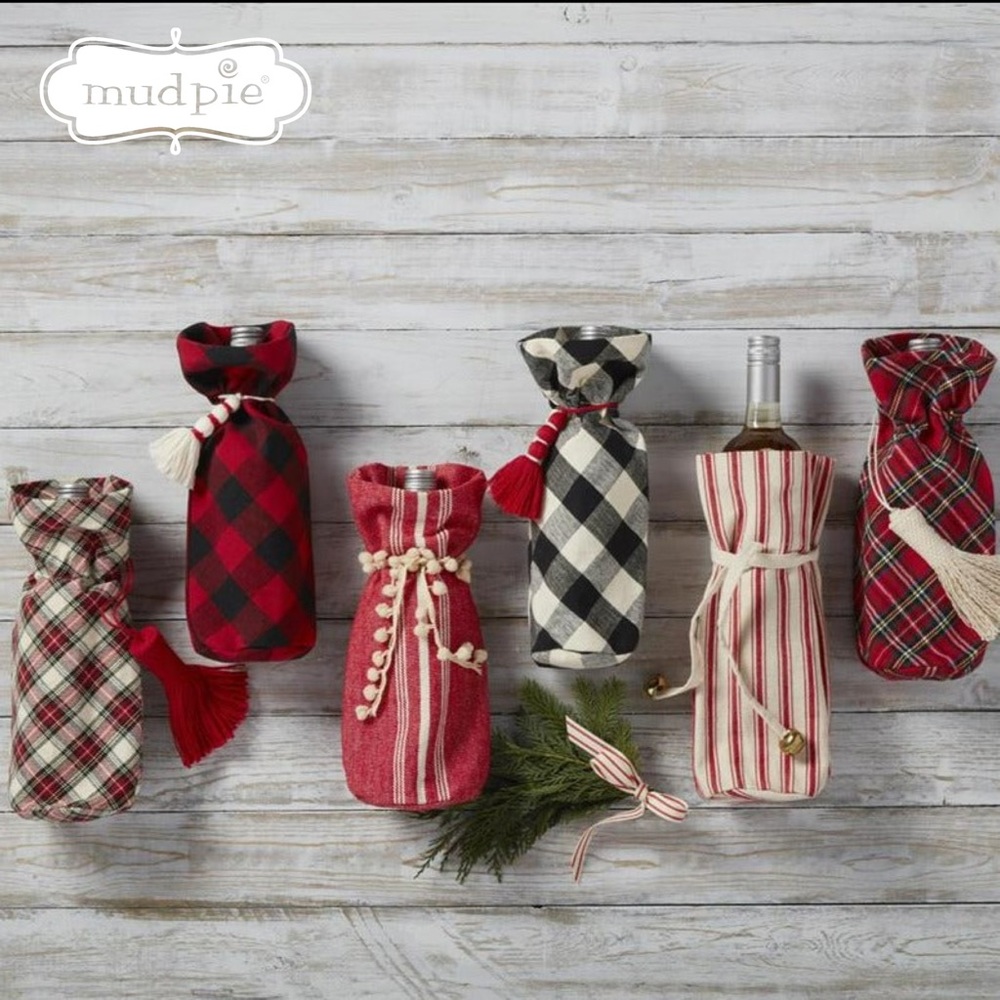 Mud Pie Holiday Farmhouse Wine Bag